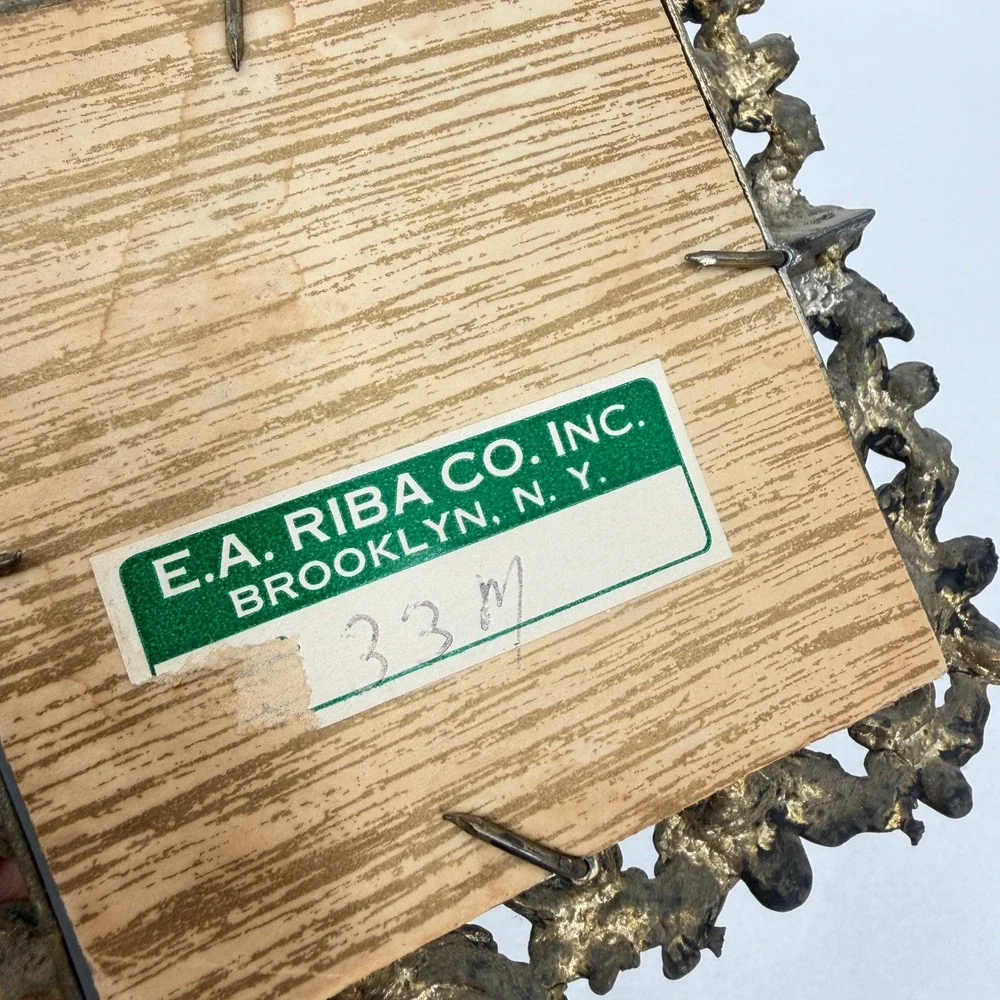 EA Riba Antique Small Ornate Square Mirror Floral Gold Gilt Victorian Regency